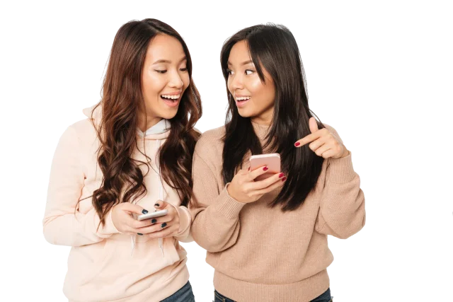People using phones in Japan
